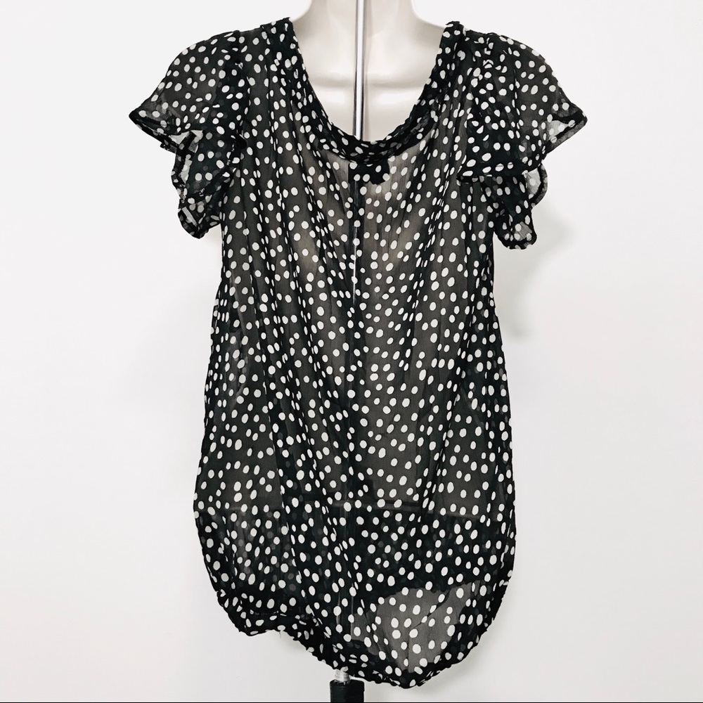 Zara Basic Ruffle Polka Dot Top - Picture 5 of 6